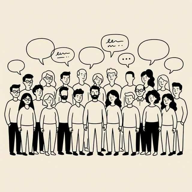 A crowd of people in conversation